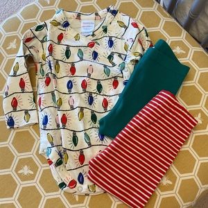 New organic 12-18 mo holiday lights bodysuit and leggings set, baby, unisex
